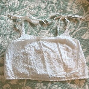 Old Navy White Tank Top Crop Tie Front